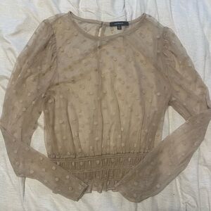 Polka Dot Mesh Long Sleeve Top